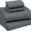 RUVANTI Queen Sheets Set, Brushed Microfiber Sheets 4 Pieces (1 Fitted Sheet, 1 Flat Sheet, 2 Pillowcases), with 15-inch Deep Pockets, Lightweight & Compfy Premium Hotel Bedding, Dark Grey