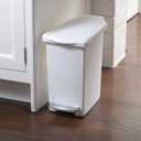 simplehuman 10 Liter / 2.6 Gallon Compact Slim Bathroom or Office Step Trash Can, White Plastic