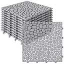 Rovibek 12PCS Plastic Interlocking Deck Tiles, 12"x12" Plastic Deck Tiles Outdoor All Weather, Non-Slip Drainage Plastic Floor Tiles, Waterproof Tile for Patio Bathroom Balcony Backyard, Pebble Gray