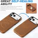 SHIELDON Case for iPhone 17 Pro Max 6.9" 2025 | Top Grain Crazy Horse Leather, Compatible with Magsafe, [Camera Button Updated], Magnetic Wireless Charging Non-Slip Comfort Grip, Metal Buttons - Brown