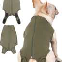 Dog Surgery Recovery Suit - After Spay, Abdominal Wounds Post Surgical Recovery, Anti Licking Breathable Dog Onesies for Small, Medium & Large Pet, Alternative Bandages Cone E-Collar (Medium (Back length: 14.6"), Army)
