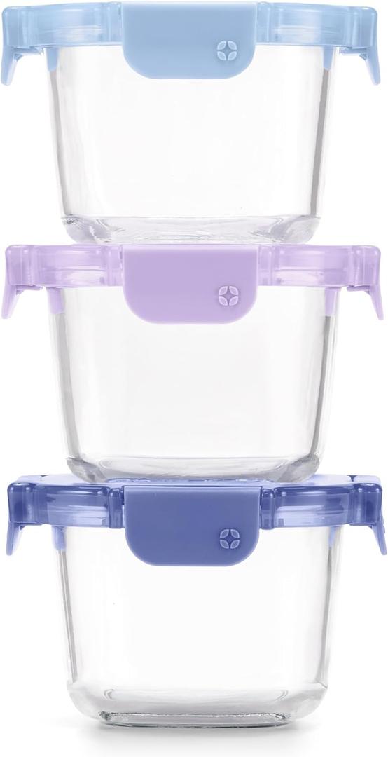 Ello Color Lock 2 Cup 6PC, 3 Pack Glass Meal Prep Sets Leak-Proof Glass Food Storage Containers with Airtight BPA-Free Plastic Lids, Dishwasher, Microwave, and Freezer Safe, Purple Rain