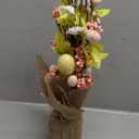 RoseCraft Easter Decorations, 18 Inch Pre-Lit Easter Egg Tree Tabletop Decor with Delicate Ornaments, for Home Party Wedding Holiday Spring Summer Decoration, Yellow/Pink.