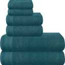 Ultra Soft 6 Pack Cotton Towel Set, Contains 2 Bath Towels 28x55 inch, 2 Hand Towels 16x24 inch & 2 Wash Coths 12x12 inch, Ideal Everyday use, Compact & Lightweight - Teal