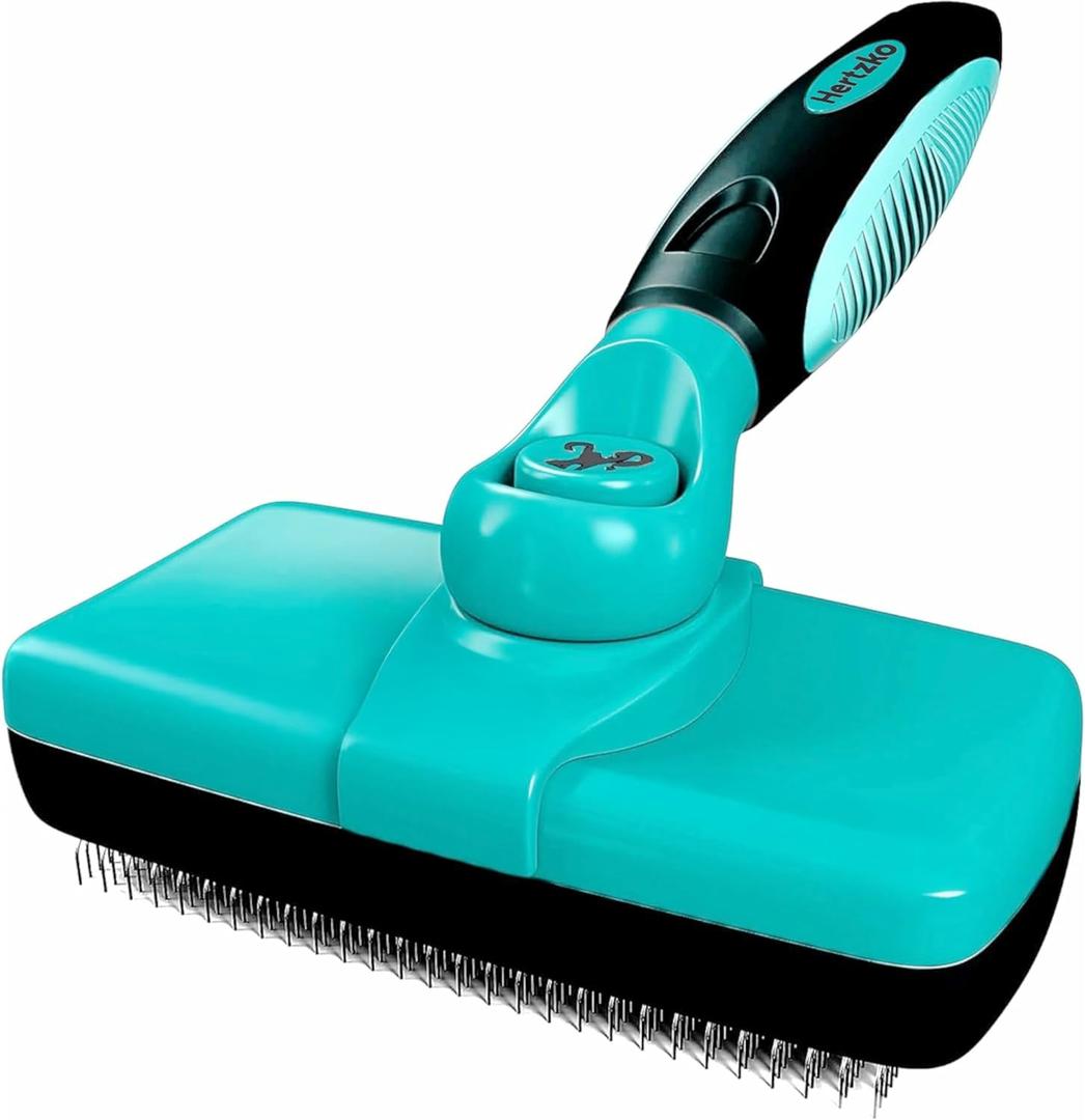 Hertzko Dog Brush for Shedding - Self Cleaning Slicker Brush for Dogs and Cats - Gently Removes Loose Hair, Tangles, and Dirt - Grooming Comb Suitable for Long or Short Coats - Aqua Hertzko Dog Brush for Shedding - Self Cleaning Slicker Brush for Dogs and Cats - Gently Removes Loose Hair, Tangles, and Dirt - Grooming Comb Suitable for Long or Short Coats - Aqua