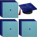 12 Sheets Graduation Cap Fabric Topper Decoration, 10 x 10 Inch Velvet Grad Cap Cover Blank Decorative Velvet Fabric for Graduation Hat Craft DIY Non Adhesive (Blue Series)
