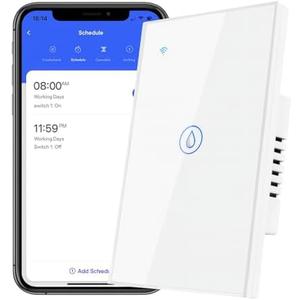 40Amp Smart Water Heater Switch, 100/240V, 8000W, Requires Neutral Wire, 2.4GHz Wi-Fi, Compatible with Alexa & Google Home, Upgraded (No Ground Wire), Pearl White