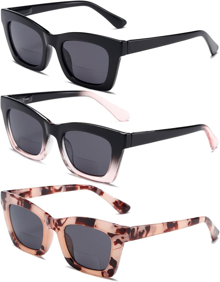 Reading Glasses for Women Oprah Style Oversized Square Spring Hinge Blue Light Blocking Glasses (Black/Blackpink/Pink Tortoiseshell)