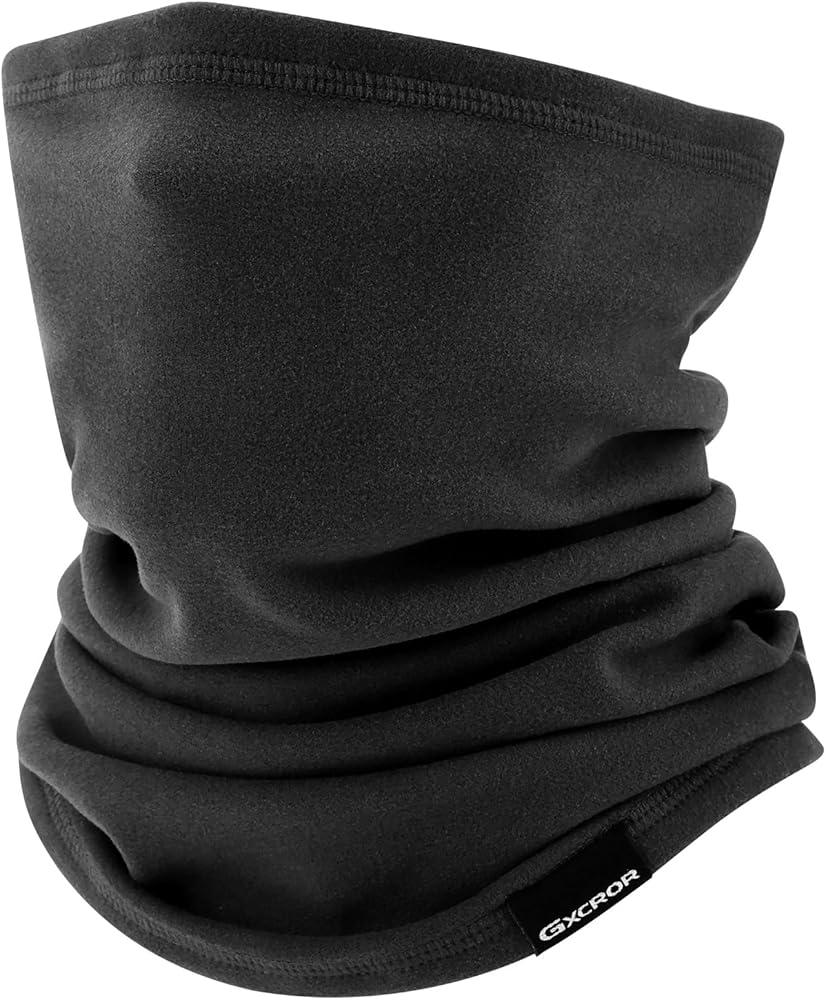 GXCROR Neck Warmer Winter Face Mask Fleece Neck Gaiter Ski Face Cover Cold Weather Scarf for Men & Women, Black