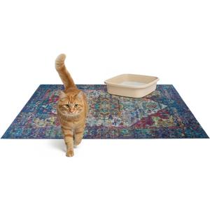 Lovewag Cat Litter Mat 2 Pack - Large 36x48 Machine Washable Easy Clean Non-Slip Waterproof Trapping Mats for Cats - Bohemian Jewel