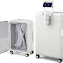 Hanke Expandable 28 Inch Luggage with Spinner Wheels Top Opening Travel Luggage Hard Shell Rolling Suitcases Large Lightweight Checked Luggage with Cup Holder(Smoke White)