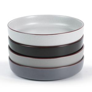 famiware Mercury Pasta Bowls Set of 4, 33 oz Large Salad Bowls, Ceramic Pasta Plates Bowls, Serving Bowls for Kitchen, Microwave & Dishwasher Safe, Multi-color