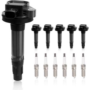 UF553 Set of 6 Ignition Coil Packs & Spark Plugs Compatible with Ford Edge Taurus Flex Fusion Explorer F150 Mustang Sedan Lincoln MKX MKT MKZ MKS Mercury Sable Replace# C1595 DG520 UF595 5C1652