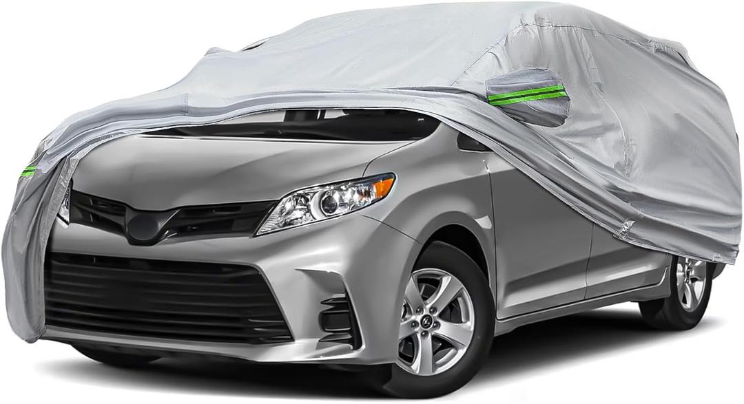 KEYOOG 6Layer Full Car Cover is AllWeather Waterproof, Universal in All Seasons, Snow Prevention, Rainproof, Acid Rainproof, Sunscreen, UltravioletProof, Fit SUV and MPV 201x211"/16.7x17.5 ft