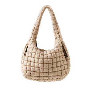 Puffer Quilted Tote Bag for Women Nylon Crossbody Bags Puffy Purse Hobo Large Shoulder Bag Trendy