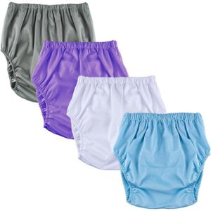 4 Pcs Adult Diaper Cover, Incontinence Leakproof Plastic Diapers, Reusable Diaper Cover, Pull on Cover Pant Washable (X-Large)