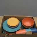 Perlapoc Wheat Straw Dinnerware Set 40 PCS  Service for 8 | Plates and Bowls Sets | Unbreakable Dishes Set  Dinner Plates, Dessert Plate, Cereal Bowls, Drinking Glasses, Dishwasher Safe  Multi