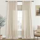 Jolilight Faux Linen Beige Curtains 94 inches Long for Living Room Rustic Farmhouse Linen Drapes Semi Sheer Burlap Textured Canvas Cloth Curtain Panels Set of 2 Kahki Tan Colored