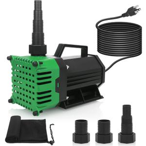 BARST Submersible Water Pump 150W High Flow Pond Pump with 25ft Power Cord Fountain Pump for Waterfall Koi Pond Fish Aquarium Tank Hydroponic with Pump Barrier Bag (4760GPH-GREEN)