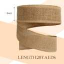 20 Yard 2 Inches Burlap Ribbon Wide Jute Ribbon Natural Burlap Fabric Roll Wired Edge for Wreaths, Christmas Tree Decoration, Big Bow Crafts, Gift Wrapping, Wedding