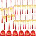 12 Pcs Chinese New Year Horse Bulk Decorations Lunar New Year 2026 Red Tassel Ornaments with Wealth Success Good Luck Hanging Decorations for Gifts Home Decor