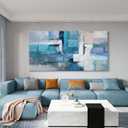 AJAZIKO Blue Abstract Canvas Wall Art - Modern Wall Decor, Living Room & Office Decor, Artwork for Bedroom (40L" x 20W")