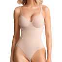 BRABIC Shapewear Bodysuits for Women Tummy Control Shapewear Seamless Deep V-Neck Body Shaper with Built-in Bra, Size L