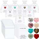 50 Sets Celebration of Life Favors Pocket Hearts Token Bulk Cards Heart Shape Natural Stones Organza Bags Sympathy Gifts for Memorial Party Supply Funeral Guest Return Favors (White)