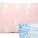 Salt Earth 100% Cotton 210TC Kids Bedsheet, Twin Sheets Set, Toddler Bed, 3 Piece Bedding Set Including Flat Sheet, Fitted Sheet & Pillowcase, Themed Cute Sheets Kids Bed (Unicorn/Rainbow Pillow)