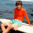 westwolf Boys Swim Trunks with Compression Liner Casual Bathing Suit for Kids Swim Shorts 6-18 Years (A1 Green Yellow)