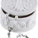 White Porcelain Cross Rosary Jewelry Box, 2 3/4 Inch