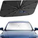 PEMOTech Car Windshield Sunshade Umbrella :5-Layer Nano UV Blocker & 10 Fiberglass Ribs | 360 Rotating Shaft & Anti-Puncture System | Auto-Folding Sun Shield for Sedan/SUV (49"x25.6"/125x65cm)