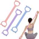 Figure 8 Resistance Bands, 8-Shaped Exercise Band for Women Arms Shoulder Back Legs Stretching Pilates Yoga  3Pcs Pink 15Lb & Purple 25Lb & Blue 35Lb