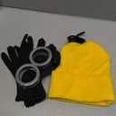 Costume Accessories Set Yellow Beanie Knit Hat Vintage Goggles Glasses Black Gloves for Halloween Cosplay