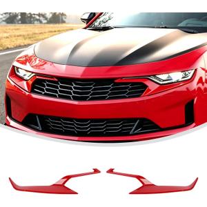 Linskip Headlight Covers Compatible with 2019 2020 2021 2022 2023 2024 Chevy Camaro LS LT, Headlight Bezel Decor Trim for Chevrolet Camaro Exterior Accessories Red, Pair