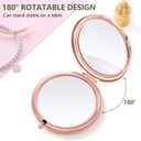 2 x Nipichsha Compact Mirror, Pocket Travel Makeup Mirror, 2 - Sided 2X / 1X Magnification, Small Folding Portable Handheld, 2.75 in Rose Gold, Watercolor Sunrise