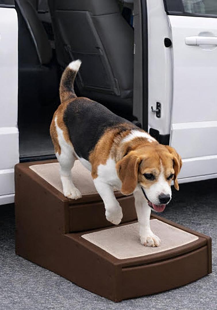 Pet Gear Easy Step II Extra Wide Pet Stairs, 2 Step for Dogs/Cats up to 200 pounds, Removable/Washable Carpet, Easy Assembly (No Tools Required), Coffee Bean, 22”L X 20”W X 16”H