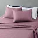 Amazon Basics Lightweight Breathable Microfiber 4-Piece Bed Sheet Set, Queen, Rose, Solid