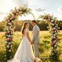 Arch Backdrop Stand Set of 2 (7.2FT,6FT), Gold Metal Arch Stand for Wedding Ceremony, Birthday Party, Baby Shower, Graduation, Floral Balloon Decoration