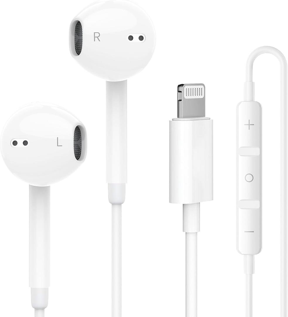 1Pack Wired Earphones for iPhone Earbuds with Lightning Connector (Built-in Mic & Volume Control) [Official Certified] Headphones Compatible with iPhone 14/13/12/SE/11/XR/XS/X/7/7Plus/8/8Plus Headsets