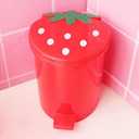 BxuxJar Strawberry Trash Can, 1 Gallon Desk Plastic Cute Trash Can Kawaii Small Srawberry Garbage Can for Bedroom with 5 Rolls Garbage Bag and 20 PCS 3D Cartoon Stickers(Random Style)