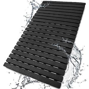 BEMISO BEMISO Shower Mat Non Slip Bathtub Mat with Suction Cups and Drain Holes 24x36 Inch  Inch Bath Mat for Tub & Shower.Easy Dry,Easy to Cut,Eco-Friendly
