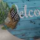 Teal Turquoise Welcome Sign for Front Door Decor Welcome Wreath Sign with Porch Hanging Bow for Farmhouse Wedding Gifts