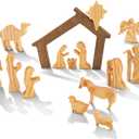 Wooden Nativity Set  Nativity sets & figures | Xmas nativity set  christian christmas decor  Christmas Dcor 2025  Natural Solid Wood Tabletop  Xmas christian set (Risen)