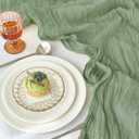 IVAPUPU 2 Pcs Cheesecloth Table Runner - 10ft Sage Green Boho Rustic Gauze Cheese Cloth Table Runner for Baby Shower Decorations Wedding Party Spring Garden Farmhouse Mothers Day Decor