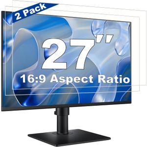 2 Pack 27 Inch Computer Screen Protector Film, Anti Glare & Blue Light Blocker with Transparent Filter Shield for Eye Protection, Compatible with 16:9 Widescreen Monitors from Dell, HP, LG, and More