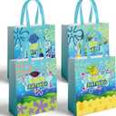 16 PCS Birthday Cartoon Ocean Paper Gift Bags - Yellow & Blue Cute Themed Party Happy Birthday Decorations Sign Party Decor Supplies for Baby Shower Summer Boys Girls