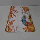 Fall Pumpkin Bath Mat, Autumn Leaves Floral Thanksgiving Harvest Bathtub Rug, Soft Velvet Absorbent Floor Mats Non Slip Quick Dry Rugs Carpets for Kitchen Laundry Bedroom Living Room Decor, 17x29 Inch