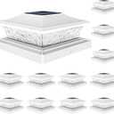 VOLISUN Solar Post Cap Lights Outdoor 4x4/6x6 Wooden/Vinyl Fence Cap Lights for Patio/Garden,Warm White with 2 Lighting Modes Waterproof,ABS Shell Lens White (12 Pack)