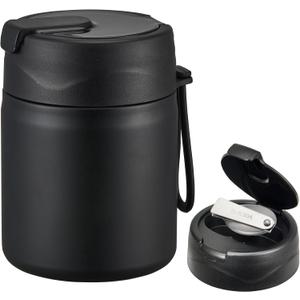 17oz Soup Thermo for Hot Food Kids,Insulated Food Jar with Spoon,Thermo Hot Food Lunch Container,Wide Mouth Leakproof Lunch Box for School-Black